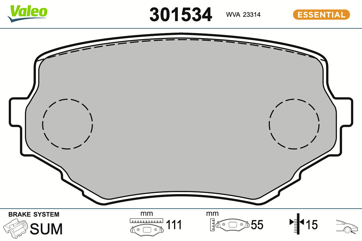 Jeu de 4 plaquettes de frein VALEO ref. 301534